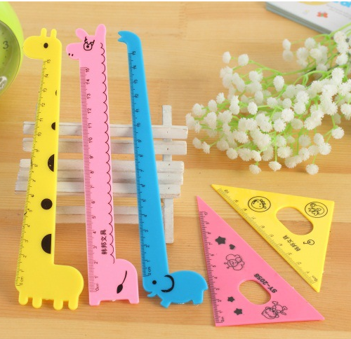 Bộ 4 thước kẻ eke học sinh hình thú cho bé đáng yêu