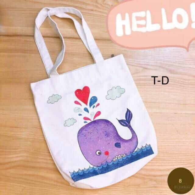 Túi vải cá heo tím tdu1019