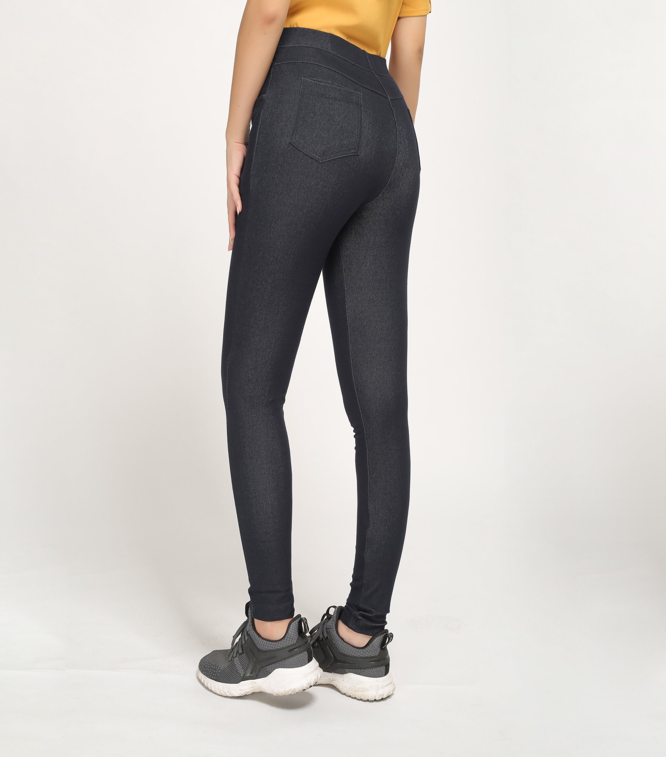 Quần Legging Vicci dáng dài 4 túi giả jeans (Xanh đen - Đen)