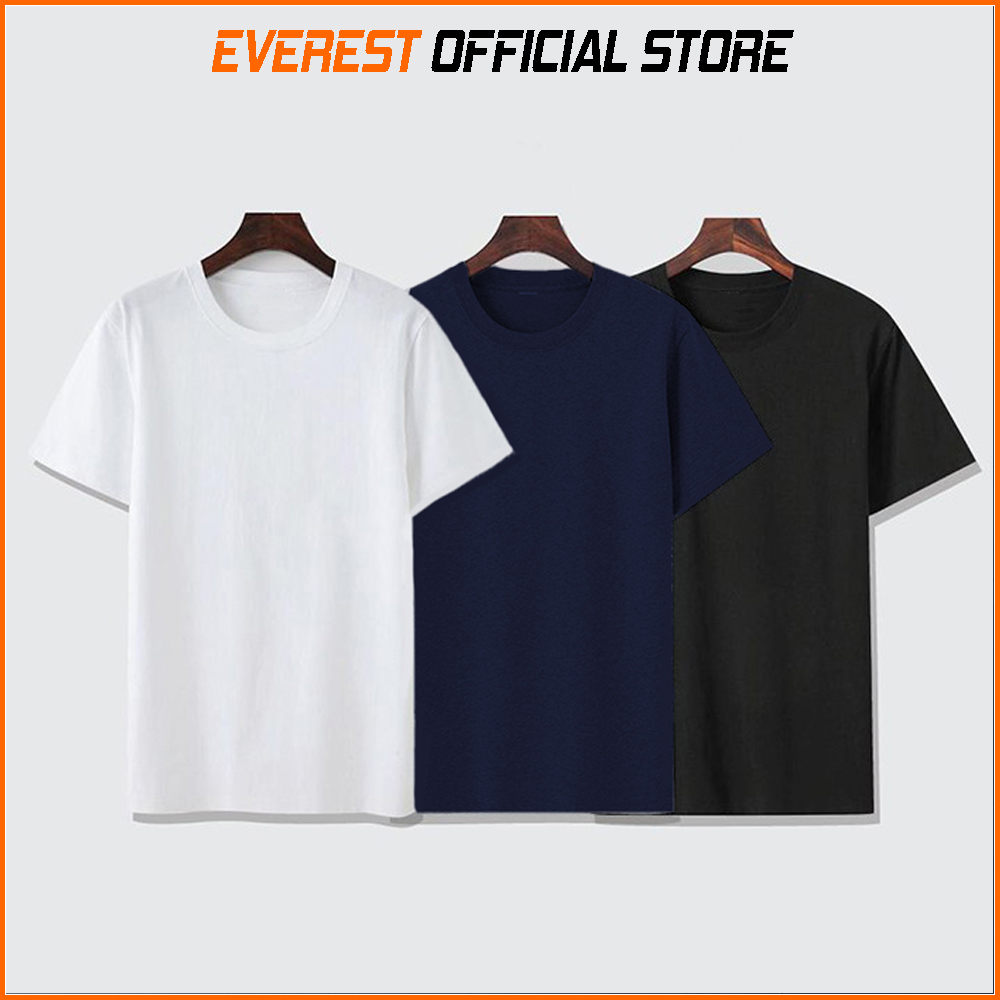 Combo bộ 3 áo thun nam trơn thời trang Everest ( Đen - Trắng - Xanh navy)