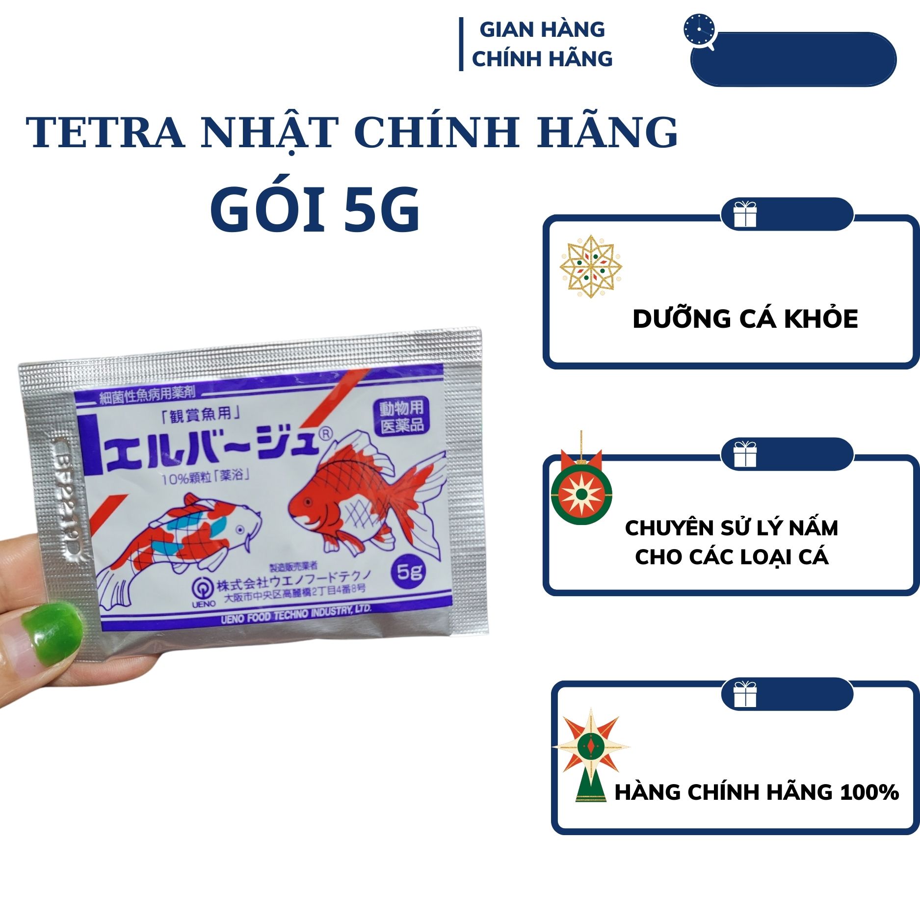 Tetra - tê tra - tê cha nhật gói 5g dưỡng cá khỏe, xử lý nấm cho cá