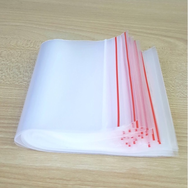 Túi zip chỉ đỏ (zip PE, zip lock, zip viền đỏ) loại dày – 5 giây