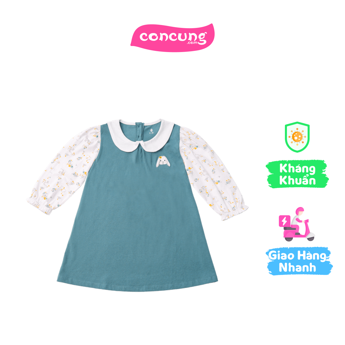 Đầm bé gái, bst thỏ và hoa animo hn1222003