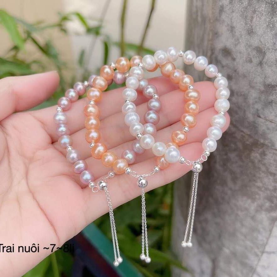 Real pearl bracelet natural freshwater 7Li míc Bi and lock silver TA standard swell
