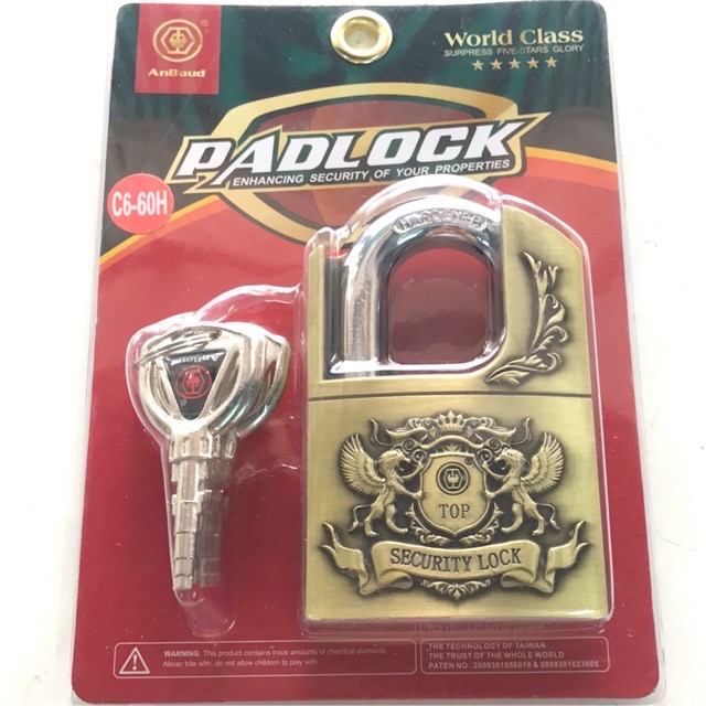 Ổ khoá song sư PADLOCK 6 phân chống cắt khoá lại cần chìa khoá