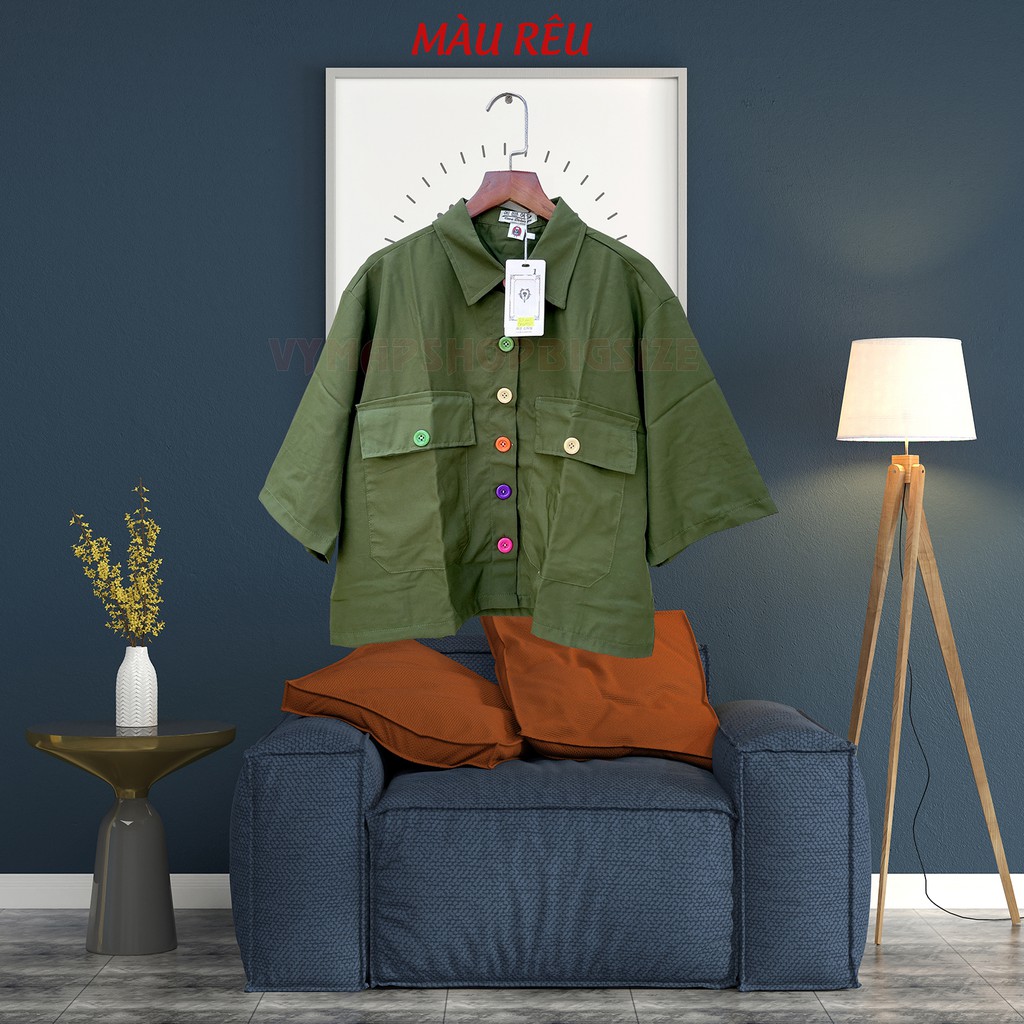 [HCM]áo sơ mi croptop ullzang tay lỡ bigsize 4 màu ( đủ size 50-100kg)