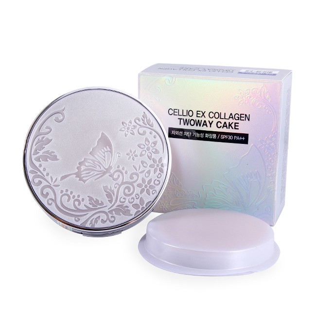 [Chính hãng] Phấn phủ siêu mịn chống nắng Cellio Ex Collagen Twoway Cake (Kèm thêm 1 lõi)