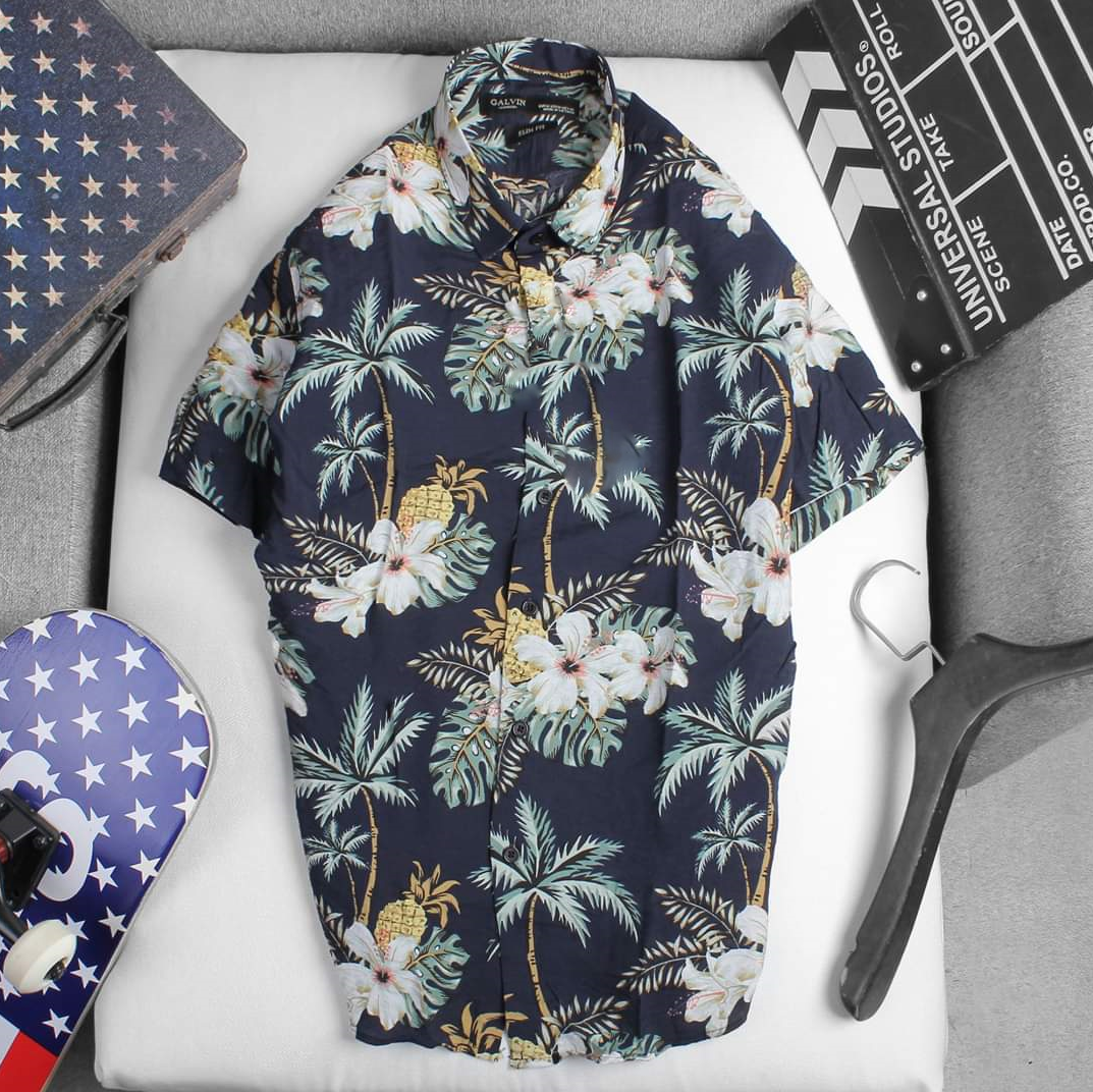 [HCM]ÁO SƠ MI TRÁI CÂY HAWAII ÁO ĐI BIỂN VẢI KATE - ATC16