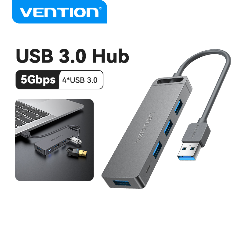 Vention USB Extension HUB 4 Ports USB 3.0 Adapter with Power Supply Micro Multiple Port Splitter Docking Station High Speed Transfer Data Extension for Laptop PC Dell HP Lenovo Computer OTG USB 3 0 HUB