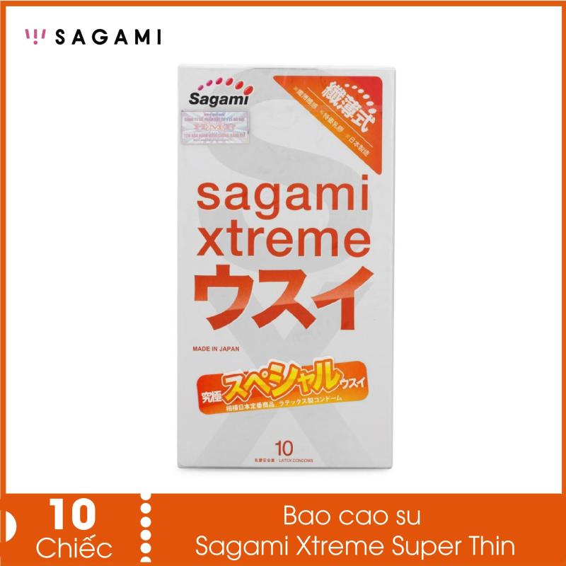 Bao cao su kéo dài thời gian quan hệ Sagami Superthin (hộp 10 chiếc) - hàng siêu mỏng, co dãn tốt, không mùi