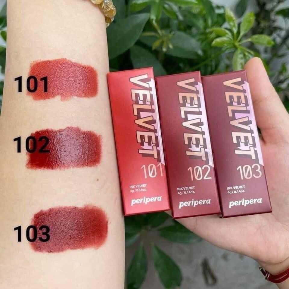 Son Kem Siêu Lì Peripera Ink The Velvet ( đỏ nâu, cam, đỏ đất )