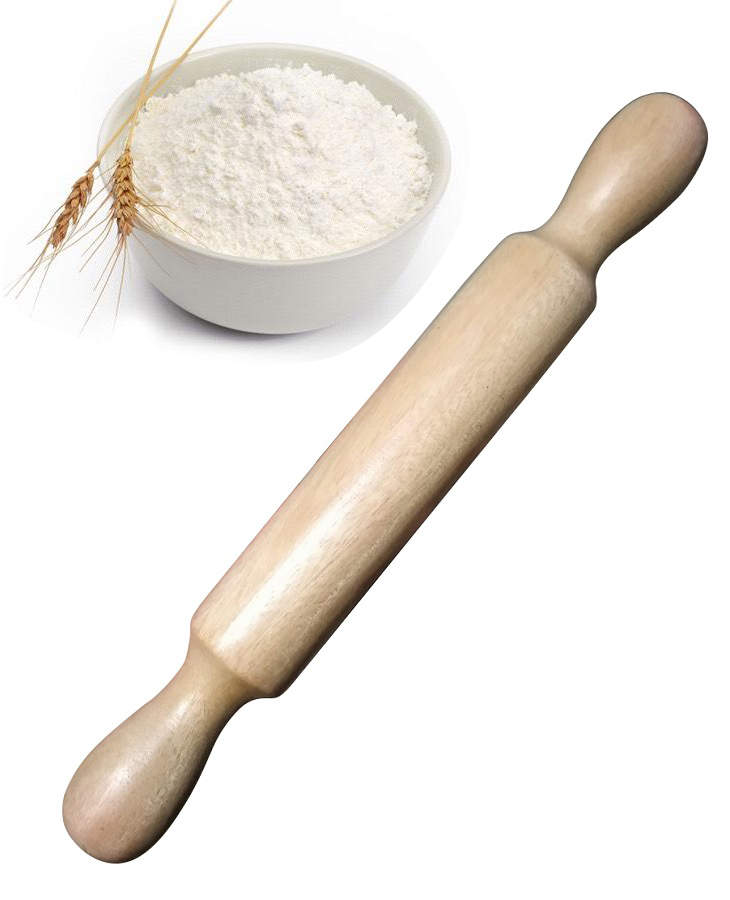 Wooden Dough Rolling Pin with Handle Size 30cm