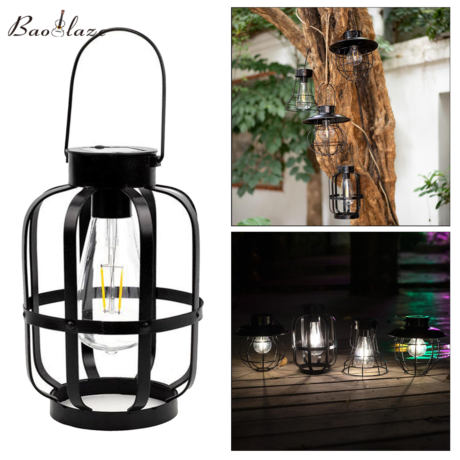 Baoblaze Solar Lantern Lamp Hanging Garden Warm LEDs Lights for Yard Pathway Terrace