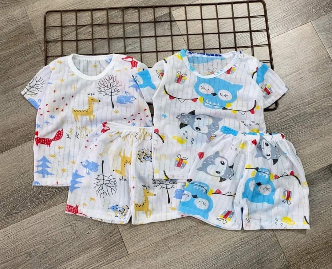 Set 5 bộ đồ cotton giấy thoáng mát cho bé yêu