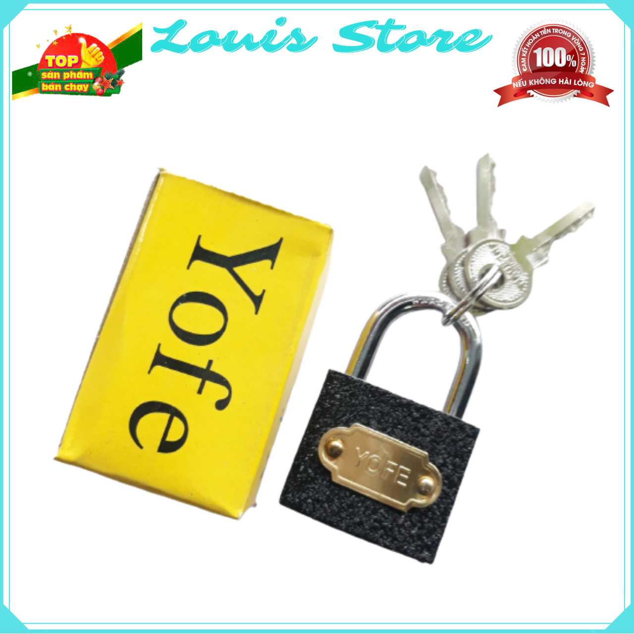 Ổ Khóa Tri Đen Bấm Hiệu YOFE 3 Chìa, Khóa Cửa Nhỏ Gọn Đủ Kích Cỡ 32mm, 38mm, 50mm, 63mm, Rẻ Bền Đẹp