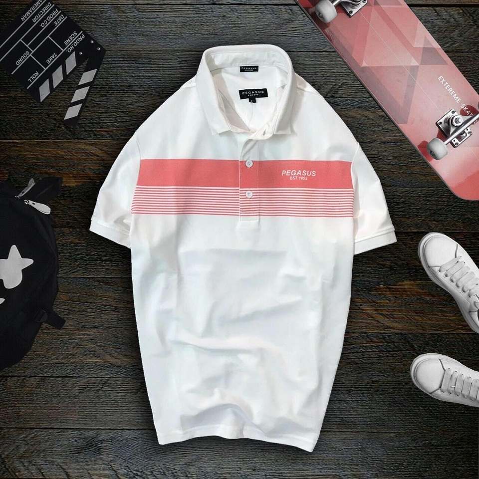 ÁO THUN NAM CÓ CỔ PHỐI SỌC NGANG THUN CÁ SẤU POLY TRẺ TRUNG (nhiều màu)