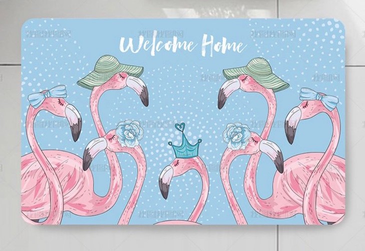 Thảm lau chân 3D 40x60cm,mẫu hạc hồng