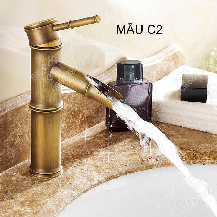 Vòi nước Lavabo phong cách cổ điển, loại nóng lạnh