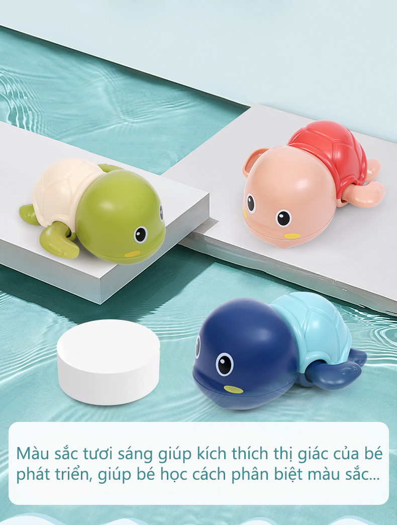 Combo 2 Rùa Đồ Chơi Bơi Trong Nước Vặn Dây Cót Cho Bé