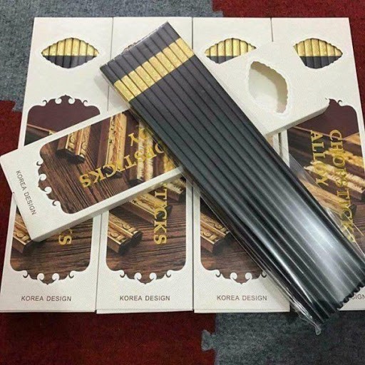 [ CÓ VIDEO THỰC TẾ ] Bộ 10 đôi đũa ăn hợp kim đầu bọc vàng- Hàng đẹp- đũa kháng khuẩn