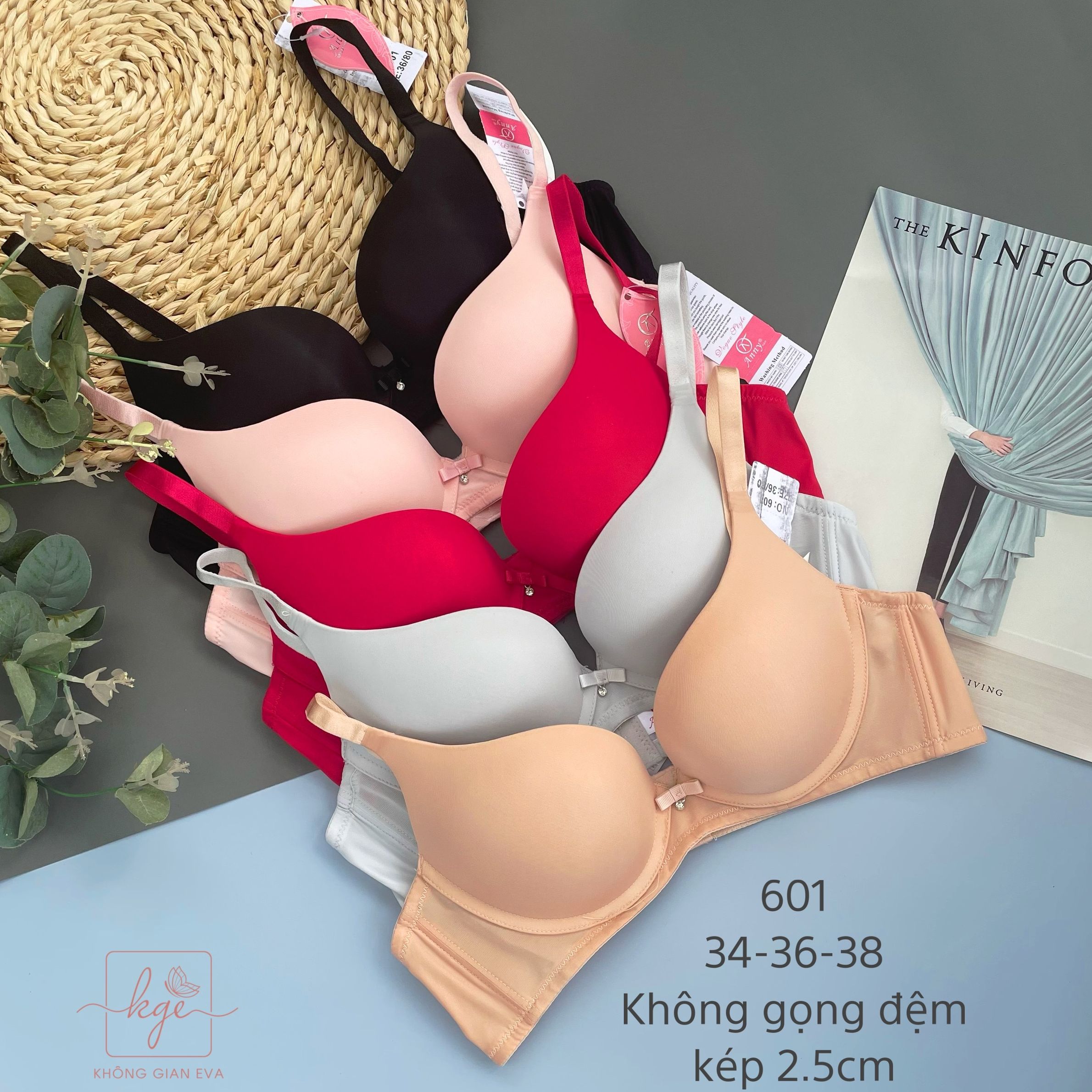 Áo lót nữ trơn không gọng mút kép , áo ngực đệm vừa nâng ngực 601 KGE