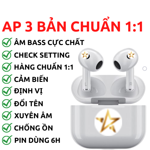 Tai nghe Bluetooth Ap3 Bản Siêu Cấp Thế Hệ Mới Hỗ Trợ...