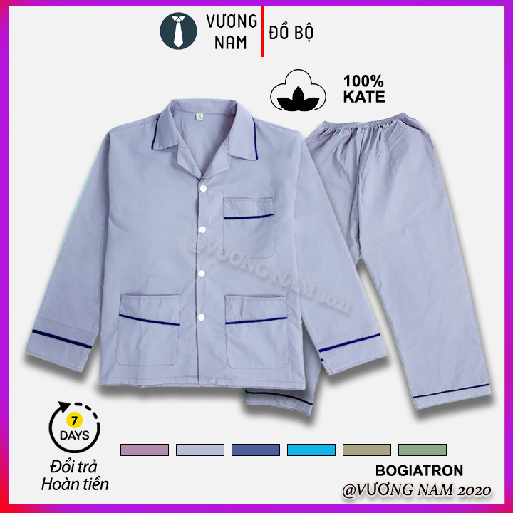 [ THANH LÝ ] Đồ bộ pijama nam mặc nhà trung niên trung tuổi ông già vải kate cao cấp trơn sọc