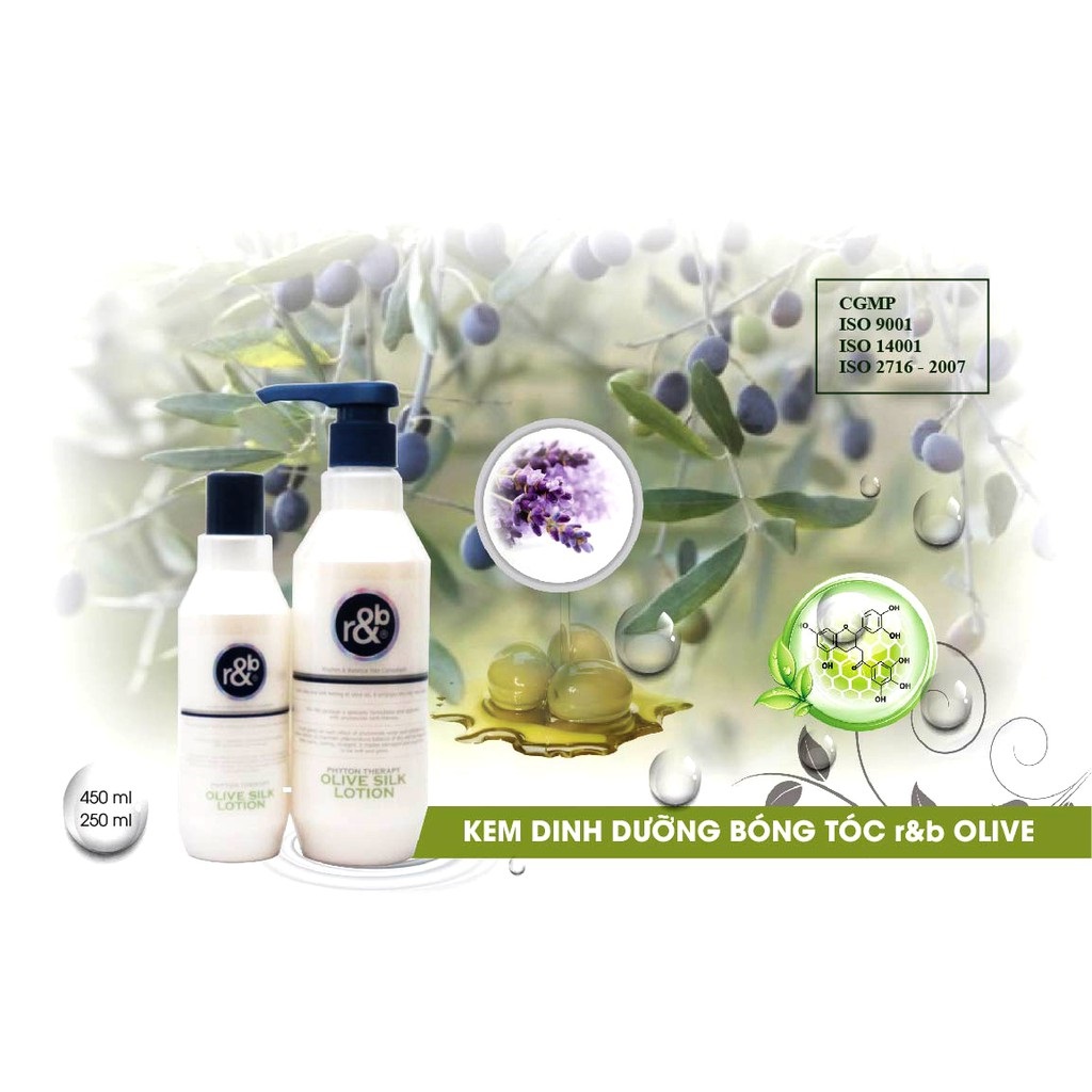 Kem dinh dưỡng bóng tóc R&B Olive Silk Lotion, Hàn Quốc