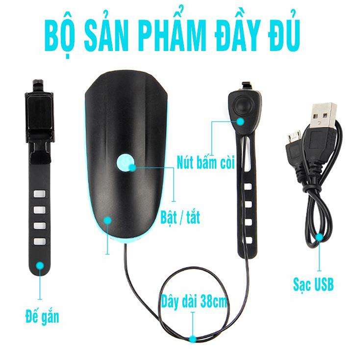 Đèn xe đạp có còi sạc usb chống nước HJ7588