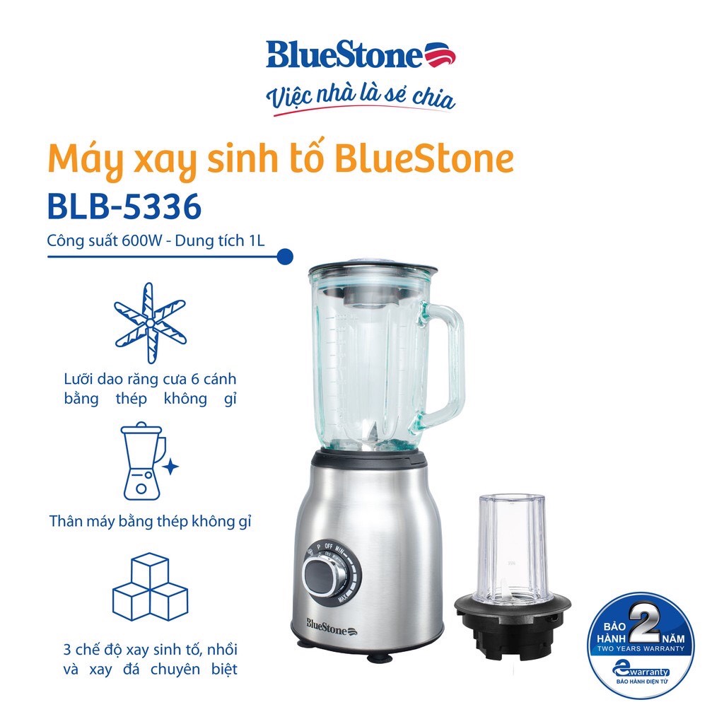 Máy Xay Sinh Tố BlueStone BLB-5336 (600W - 1.0L) - Hàng chính hãng - Bảo hành 24 tháng