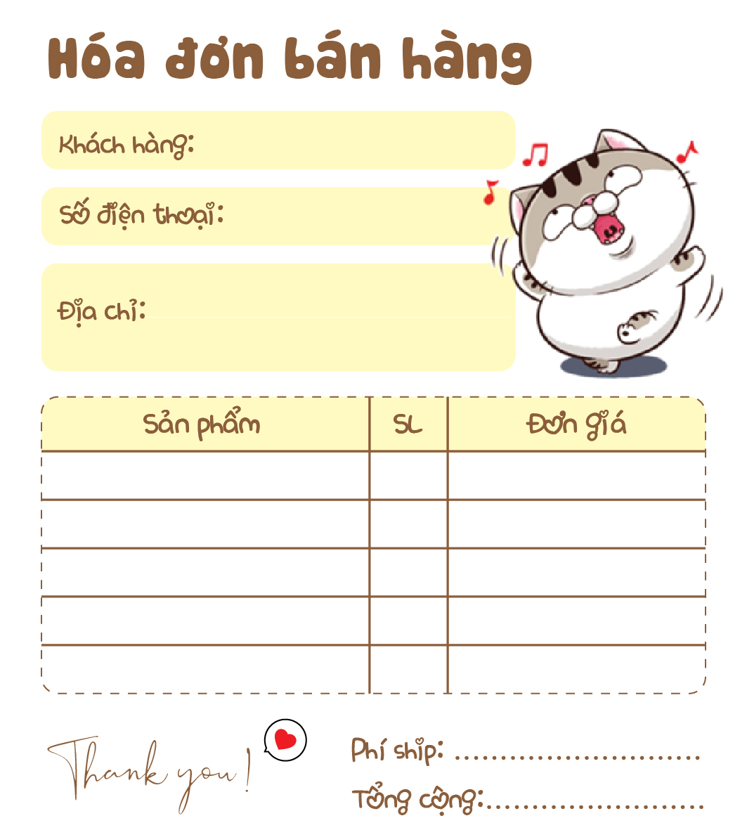 [ Hàng Sẵn ] Hóa Đơn Bán Hàng Mini 1 Liên AMI
