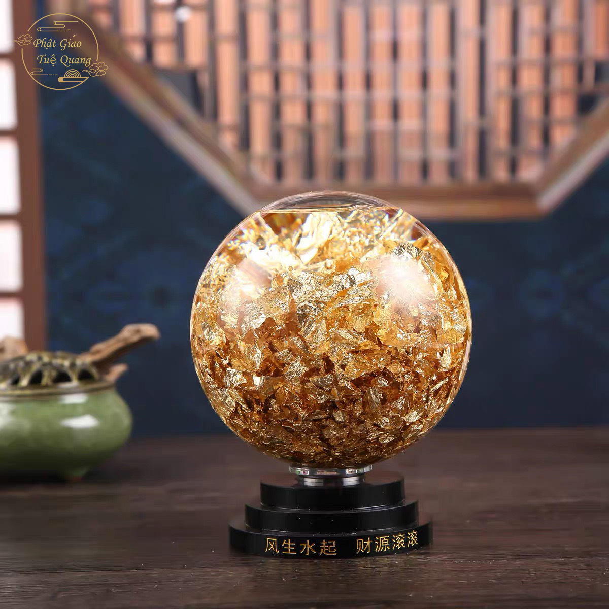Qủa Cầu Vàng Lá ( vật phẩm phong thủy thu hút tài lộc) Phật giáo tuệ quang