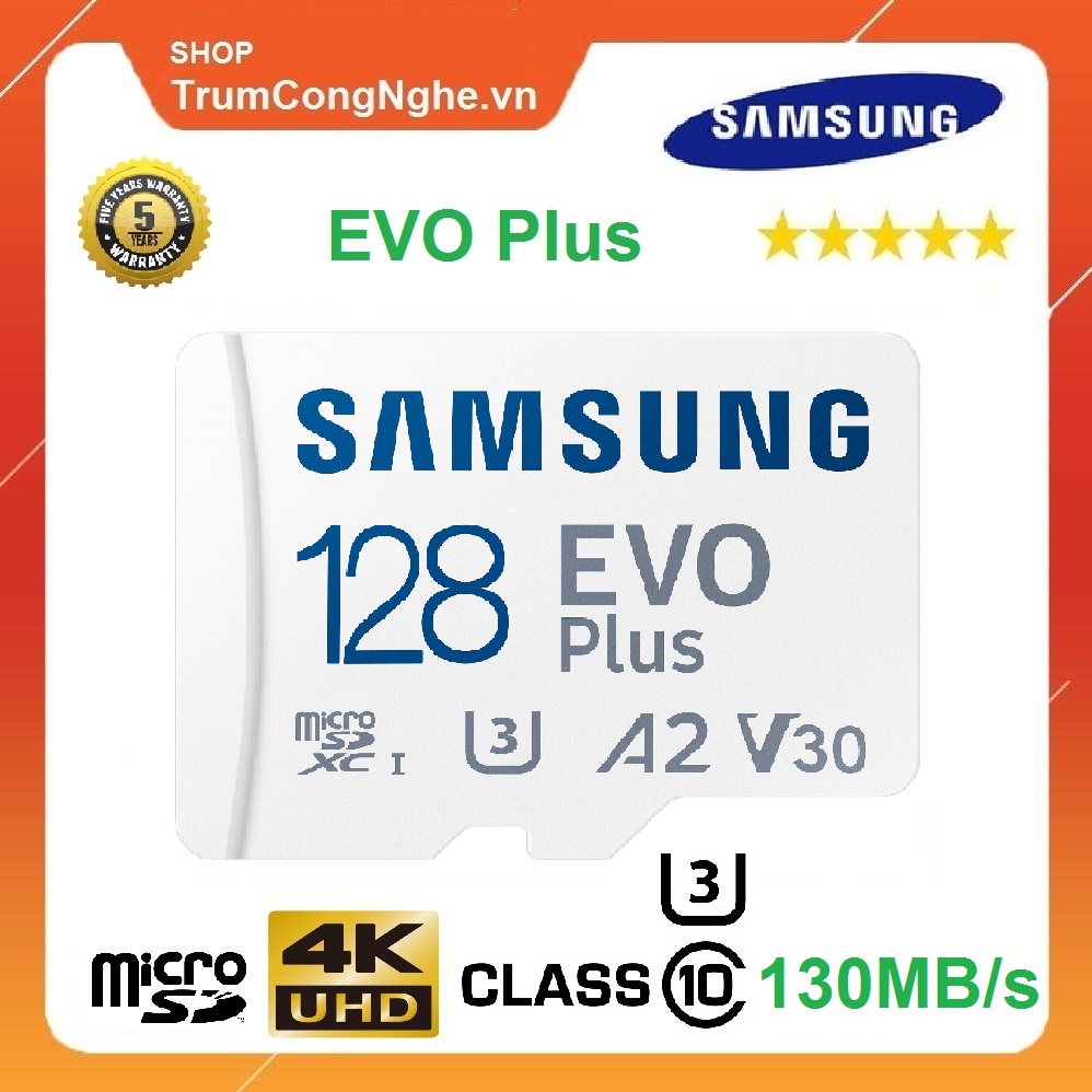 Thẻ nhớ MicroSD 128GB Samsung EVO Plus Class10 A2 U3 V30 130 MB s