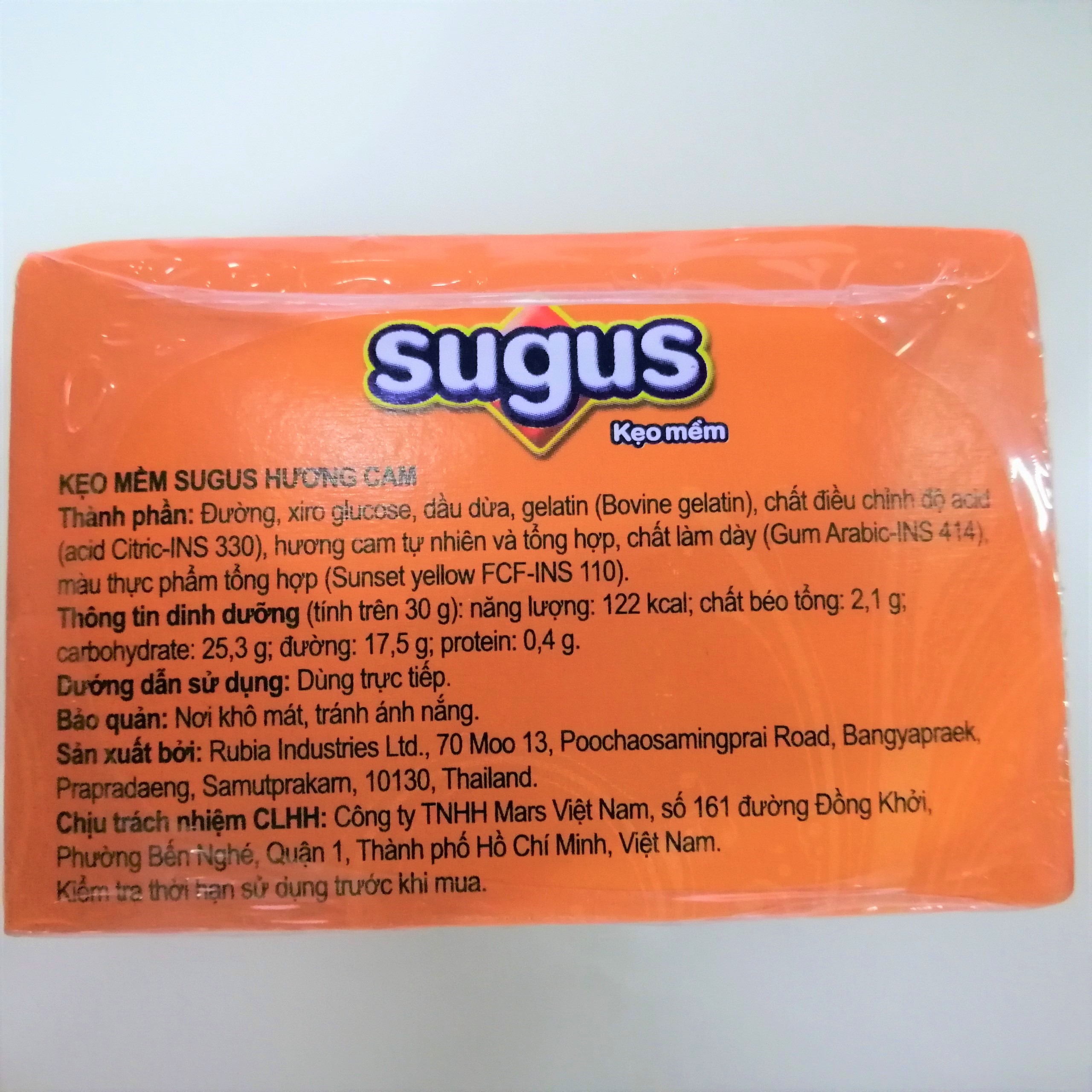 Kẹo Mềm Sugus Hương Vị Cam (Lốc 24 thanh)