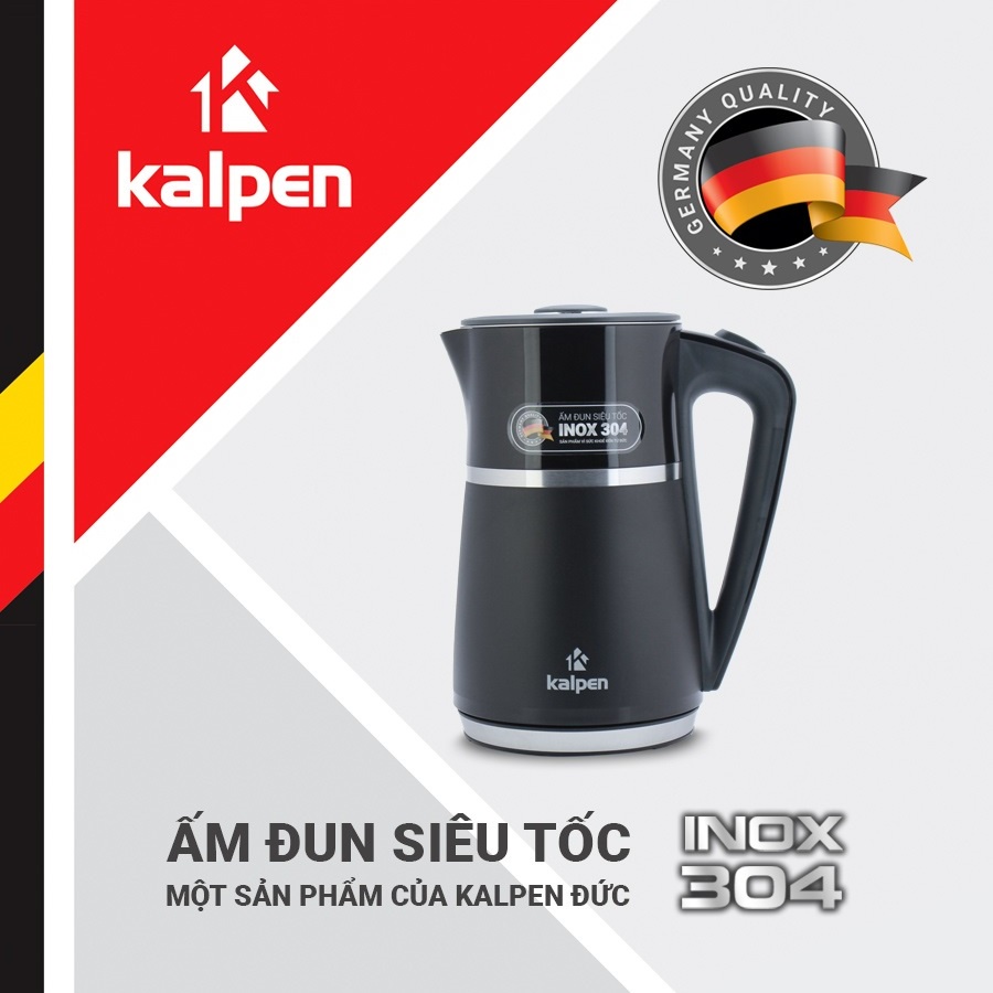Bình đun nước siêu tốc 3 lớp kalpen kk33 1.7l 2200w - bảo hành 24 tháng