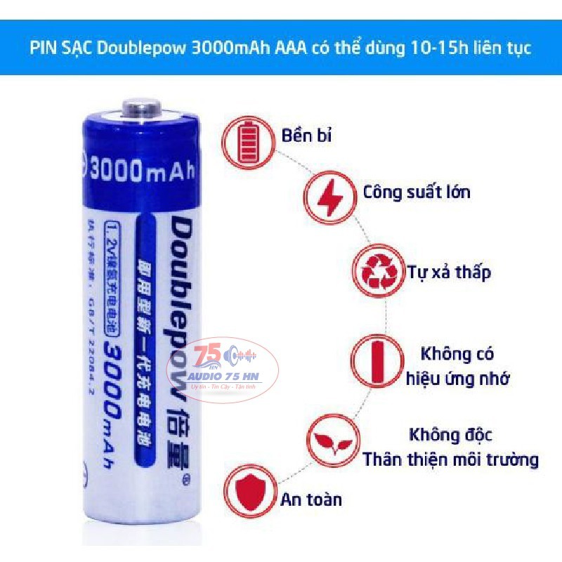Pin tiểu sạc dung lượng cao Doublepow AA 3000mAh