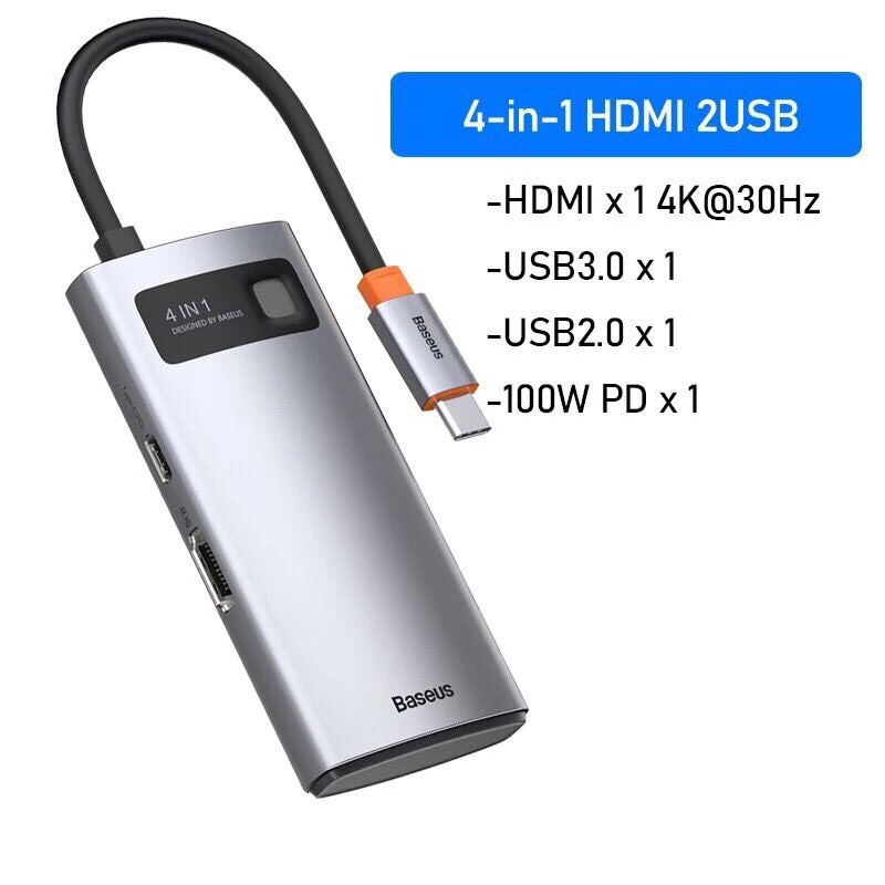 Cổng Chuyển Đổi Có 8 in 1 và 6 in 1 , 5 in 1 4 in Baseus Metal Gleam Series Hub Type C 6 in 1 HDMI , USB , RJ45 cho laptop, và điện thoại