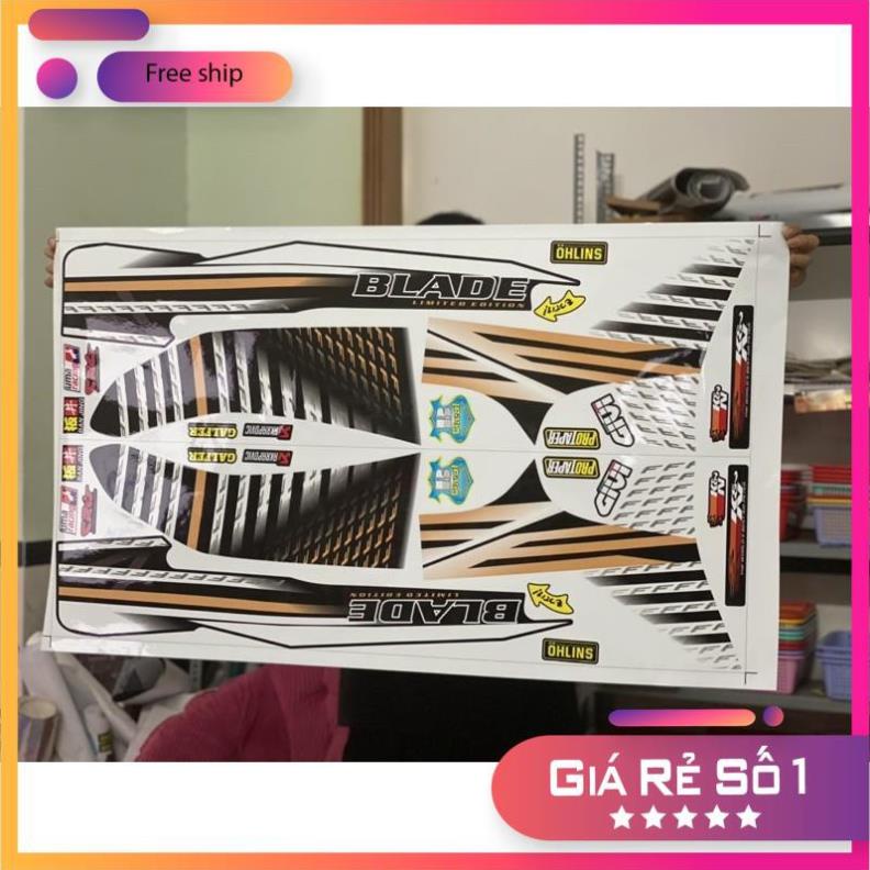 [ QUÍ KHÁCH VUI LÒNG MANG TEM RA TIỆM CHO THỢ DÁN] TEM RỜI xe honda wave blade 110 trắng đen