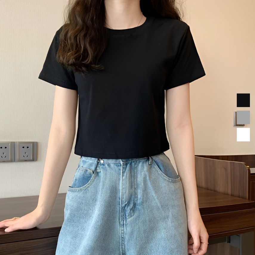 Áo Croptop cộc Tay Phong Cách Hàn Quốc