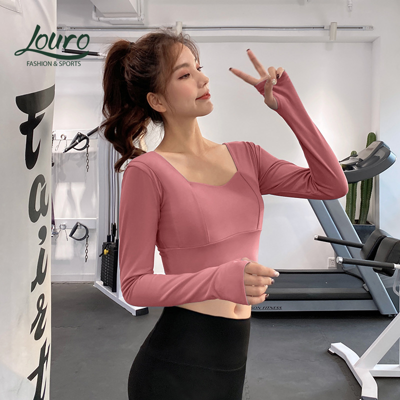 Áo tập gym yoga dài tay Louro, kiểu áo tập yoga dáng dài ôm body, chất liệu siêu thoáng, co giãn 4 chiều - LA18D