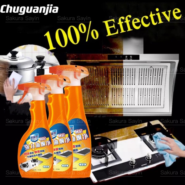 Chuguanjia Kitchen Cleaner spray  chất tẩy rửa nhà bếp  Siêu tẩy dầu mỡ bếp tẩy sạch lưới lọc máy hút mùi, mặt bếp ga, bếp từ, tường gạch ốp Chai 500ml