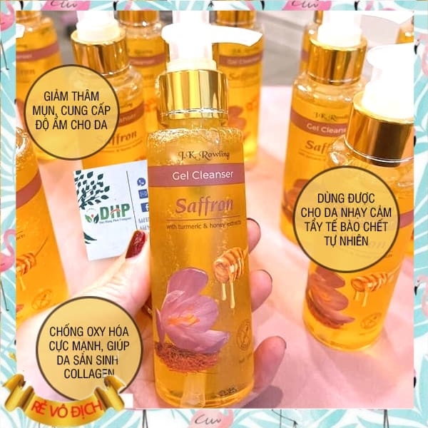 Sữa Rửa Mặt Saffron Gel Cleanser J.K Rowling 100ml Nghệ Tây , Mật Ong Khử Thâm Nám ,Chống Oxi Hóa , Cấp Ẩm , Sản Sinh Collagen Cho Da Mềm Mịn Căng Bóng