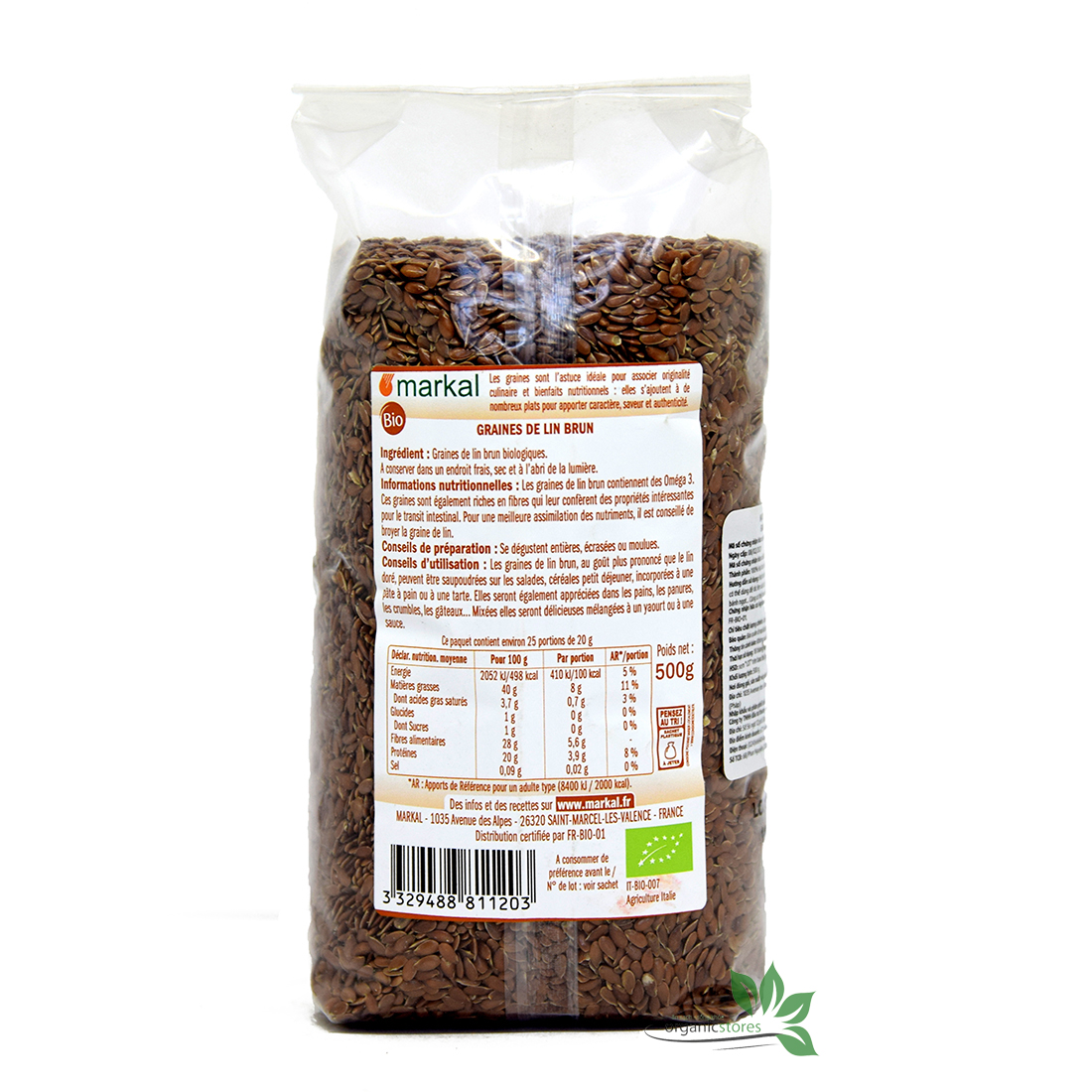 Flax seed yellow and brown organic MARKAL 500g