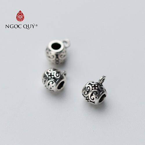 [HCM]Charm bạc hình trụ xỏ ngang để gắn charm treo 5.5x6x6mm - Ngọc Qúy Gemstones