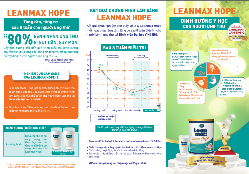 Sữa Bột LeanMax Hope Lon 900g ( Dinh dưỡng dành cho bệnh nhân Ung Thư)