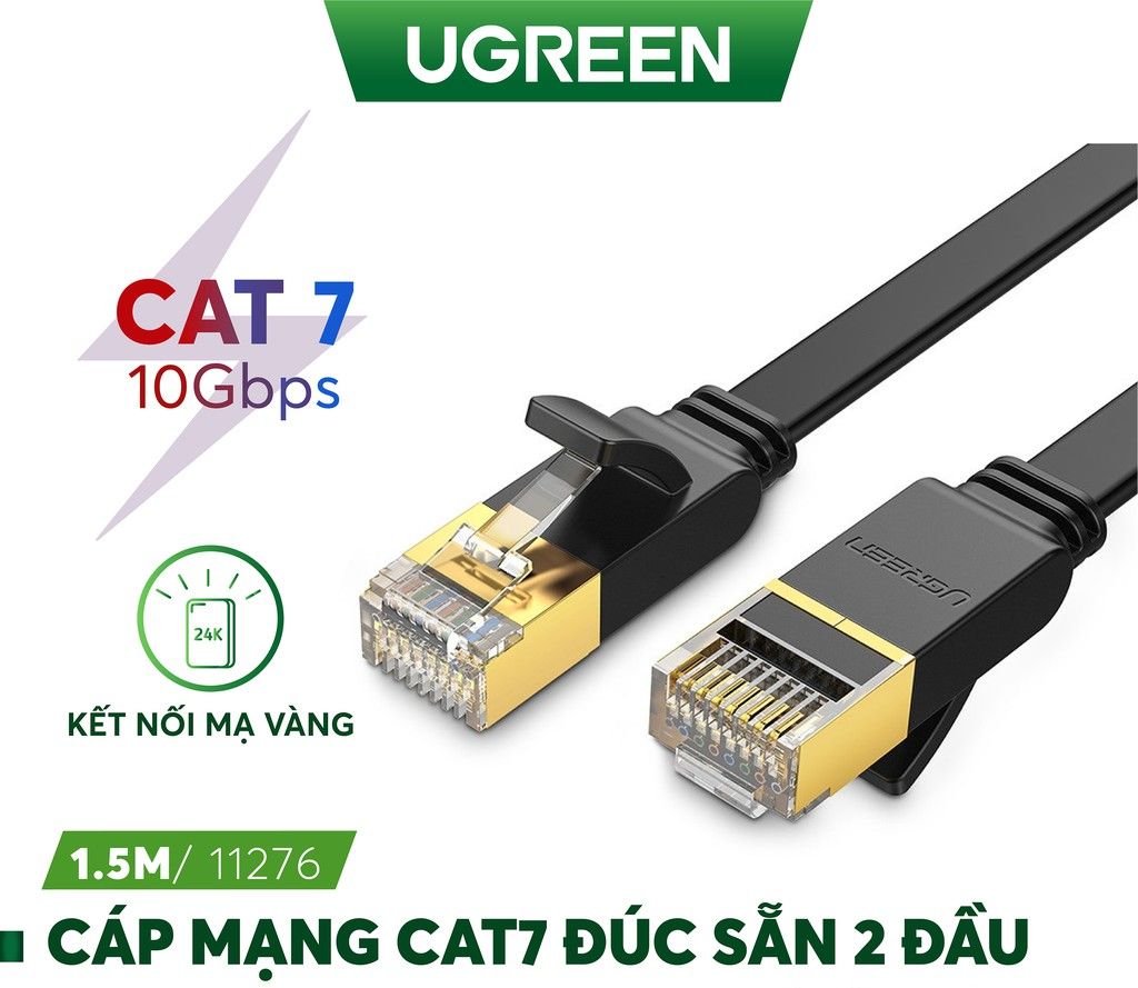 Cáp mạng đúc sẵn cat7 dài 1,5m dẹt ugreen 11276 cao cấp