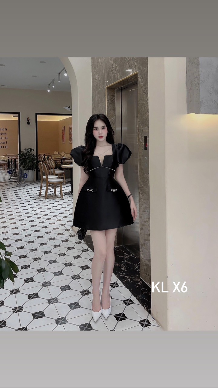 ĐẦM THIẾT KẾ BIGSIZE CỔ V ĐÍNH NƠ D280 (TÁO ĐỎ BIGSIZE 55-90KG) 🍎🍎🍎