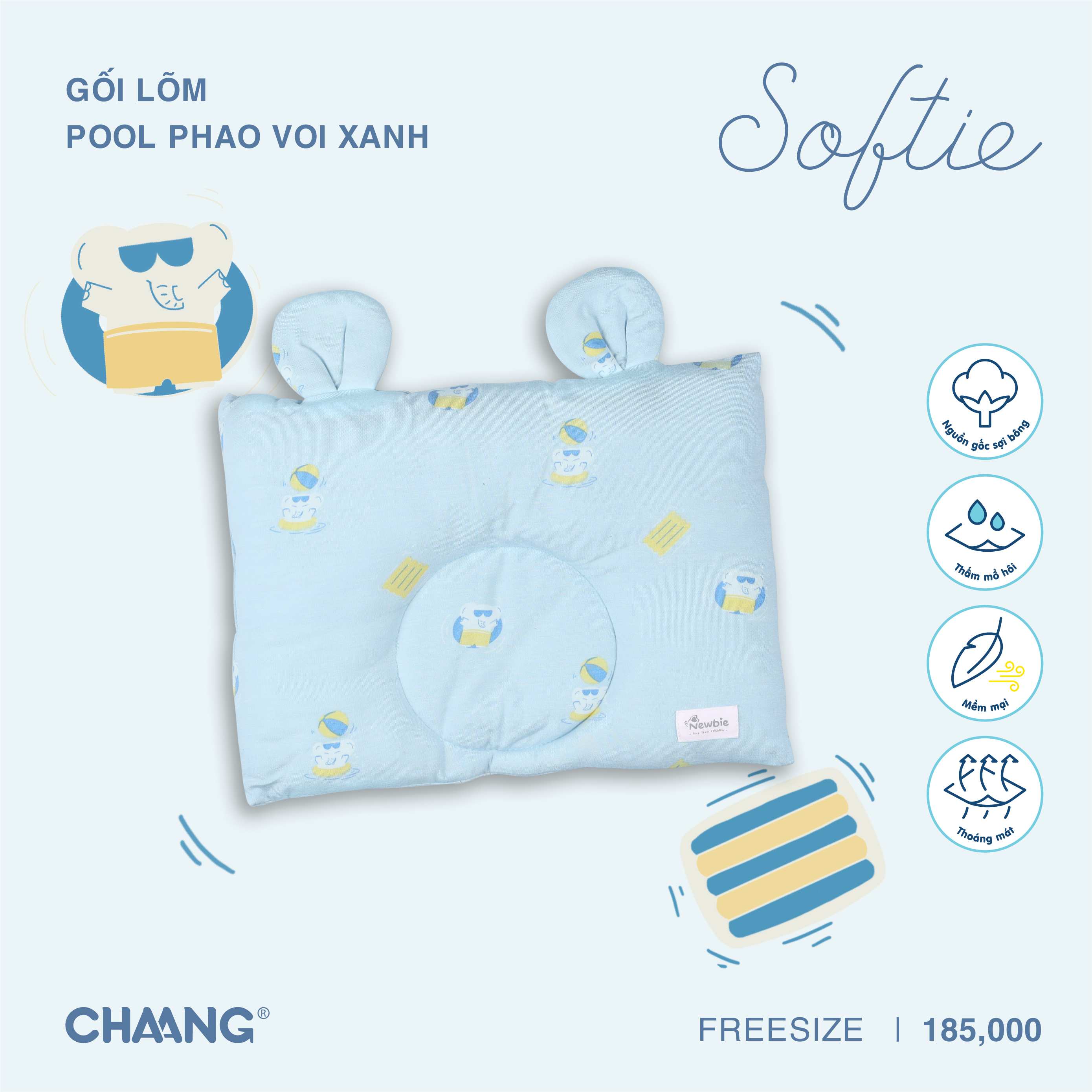 Gối lõm cho bé sơ sinh pool chaang