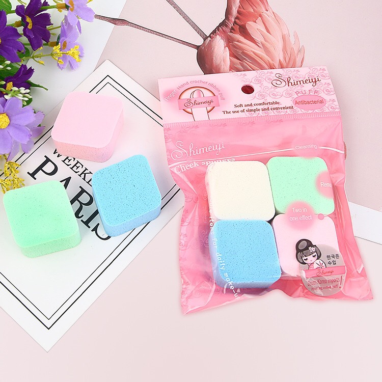 Set 4 bông mút trang điểm, rửa mặt mềm mịn