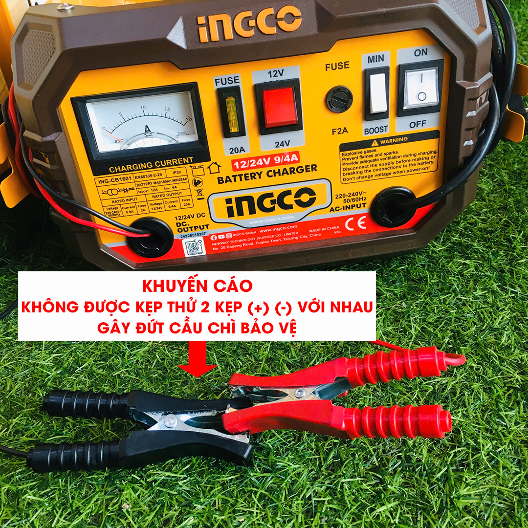 Ingco Ing-Cb1601 12V 24V Battery Charger Input Voltage 12/24V Rated Current 9/4A Boost Current 12A Standard Capacity Min 28-180Ah Max